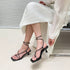 Fashion Thin Narrow Band Strap Gladiator Tied Wing Heel Sandals